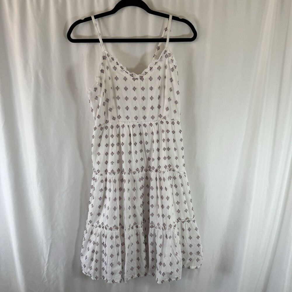 Sim and Sam Dress Women's Large White Embroidered Spaghetti Strap Tiered V-Neck - Picture 1 of 11